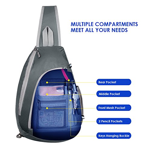 WATERFLY Crossbody Sling Bag, Small Shoulder Chest Backpack - color: Gray
