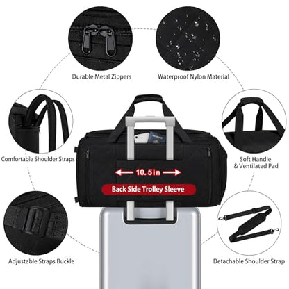 Convertible Garment Bag for Travel, 4-in-1 Backpack for Women Men, 3pcs 50L - color: D2-Black