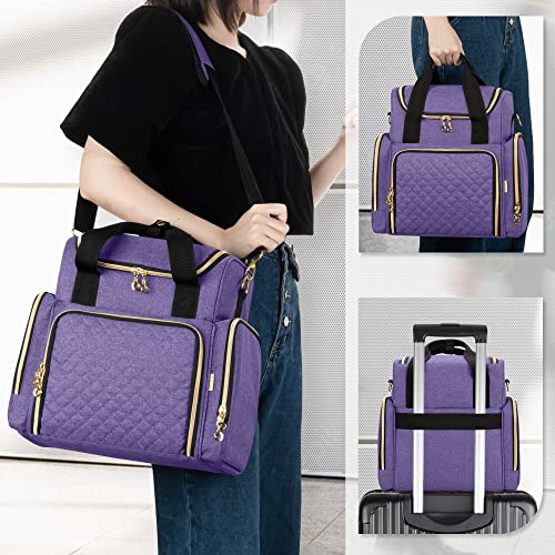 LUXJA Travel Makeup Bag with 2 Removable Makeup Cases, Purple - color: Purple