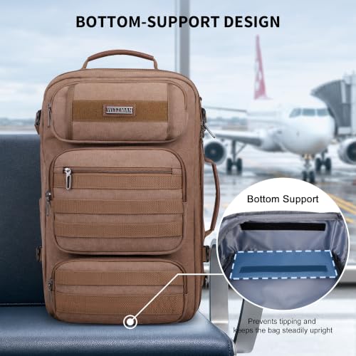 WITZMAN Travel Backpack for Men Flight Approved Fits 16" Laptop - color: Brown