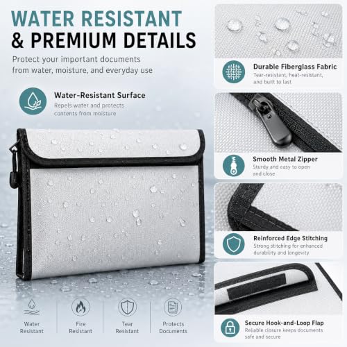 Fireproof Document Pouches for Important Papers and Valuables