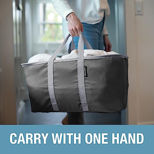 CleverMade Collapsible Fabric Laundry Baskets - Foldable Pop Up Storage Container Organizer Bags - Large Rectangular Space Saving Clothes Hamper Tote with Carry Handles, Pack of 2, Denim - color: Denim Gray