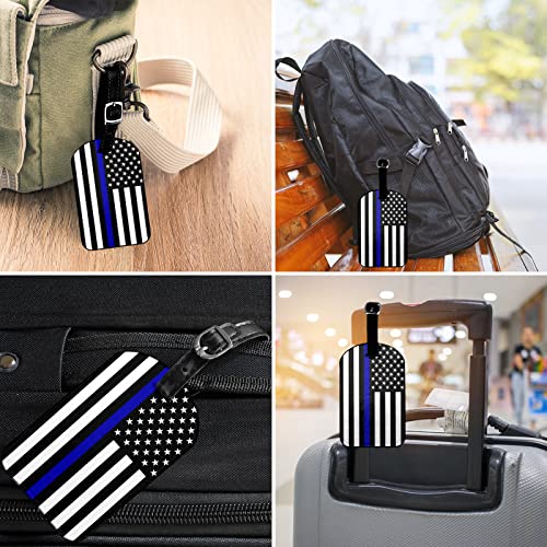 American Flag Suitcase ID Tag Identifiers White Blue Line Black White Stripes Leather Luggage Tags Travel Bag Tag Fully Bendable Baggage Labels, 1 Pack