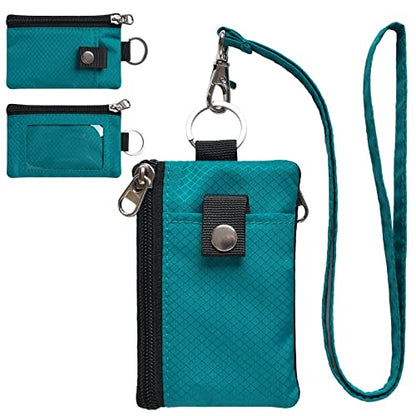 CHENSPRX Minimalist RFID Blocking Small Wallet with ID Window,WaterResistant Zip Id Case Wallet with Lanyard Keychain for Cards,Cash,Travel,Women,Men - color: Turquoise