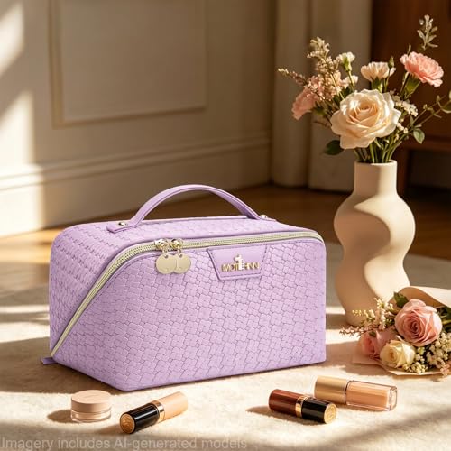 Travel Makeup Bag Organizer, Makeup Travel Bag, 3-Piece Set Purple - color: 06Purple