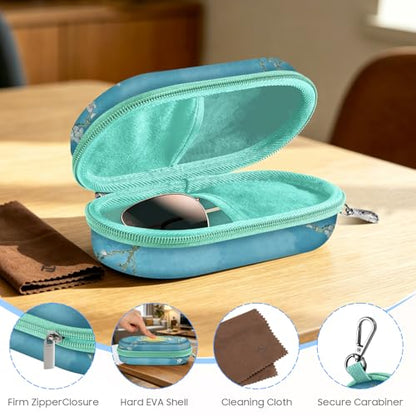 FINTIE Double Glasses Case with Carabiner, Hard Shell Sunglasses Organizer - color: Blossom