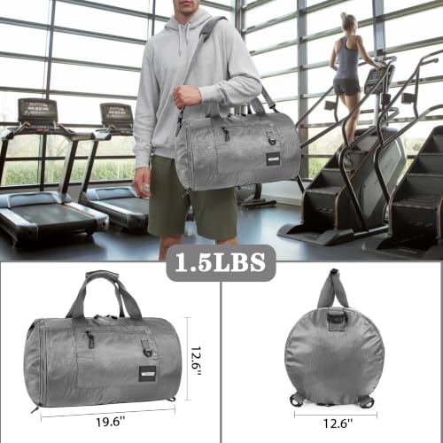 Wildroad Gym Bags for Men & Expandable Canvas Duffle Bag - 50l Travel Kit - color: Grey 02, size: Large-50L Duffle Bag