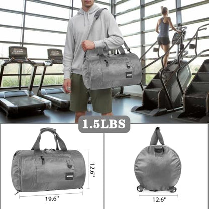 Wildroad Gym Bags for Men & Expandable Canvas Duffle Bag - 50l Travel Kit - color: Grey 02, size: Large-50L Duffle Bag