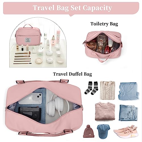 Weekender Bags for Women, Personal Item Travel Bag with Shoes Compartment - color: Pink, size: Large