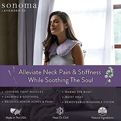 Sonoma Lavender Luxury Lavender Heatable/Chillable Neck Pillow, Microwaveable for Neck and Shoulders, Great for Relaxation and Pain Relief, Embroidered Lavender - color: Embroidered Lavender