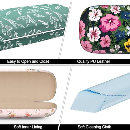 Eyeglasses Case, Hard Shell Protective Case for Glasses, Unisex for Women Men - color: 3 Pack-watercolor Flowers