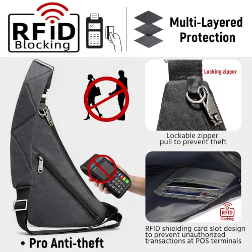 Anti-Theft Sling Bag, Fashion Multiple Pockets Crossbody Bag for Travel
