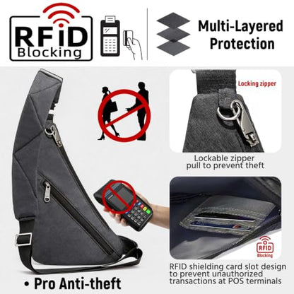 Anti-Theft Sling Bag, Fashion Multiple Pockets Crossbody Bag for Travel