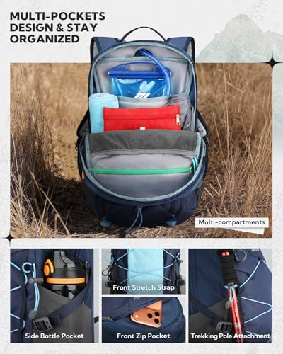 WATERFLY Hiking Backpack 20L, Lightweight Outdoor Daypack Water Resistant - color: Blue