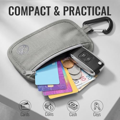 Tipmile RFID Blocking Wallet Slim Money Pouch with Carabiner for Cash Cards