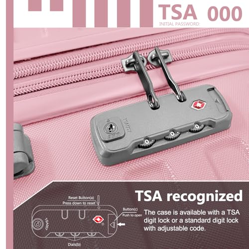 LARVENDER Luggage Sets 6 Piece Expandable Suitcases with Wheels, Pink | Smooth 360° Double Wheels, TSA-approved lock, Lightweight ABS Hardshell, Family Travel, 6-Piece Set, 18/20/24/28/DB/TB - color: Pink Blush, size: Hardside-6 Piece Set
