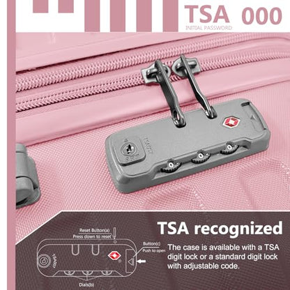 LARVENDER Luggage Sets 6 Piece Expandable Suitcases with Wheels, Pink | Smooth 360° Double Wheels, TSA-approved lock, Lightweight ABS Hardshell, Family Travel, 6-Piece Set, 18/20/24/28/DB/TB - color: Pink Blush, size: Hardside-6 Piece Set