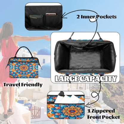 Ethnic Flower Weekender Overnight Bag for Women Travel Gym Sport - color: D 019