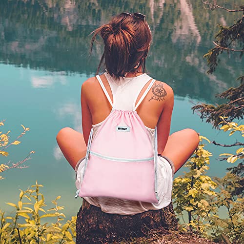 WANDF Drawstring Backpack, Gym Sackpack for Sports (Light Pink) - color: Light Pink