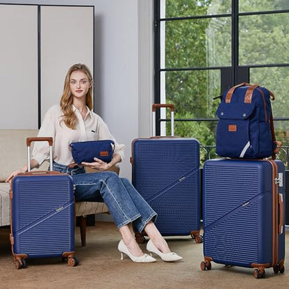 Cosbarn Luggage Sets, Lightweight Durable Hardshell 5 Piece Suitcase set - color: Orange