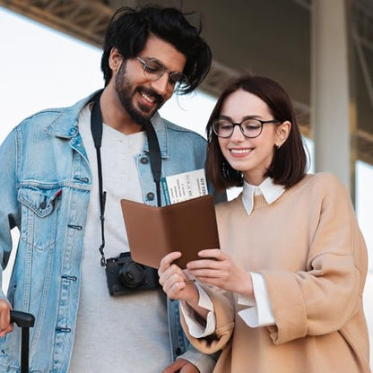 VULKIT Passport Holder Magnetic Closure RFID Blocking Travel Wallet Passport Book Cover Boarding Pass Holder Travel Essentials - color: Grain Espresso