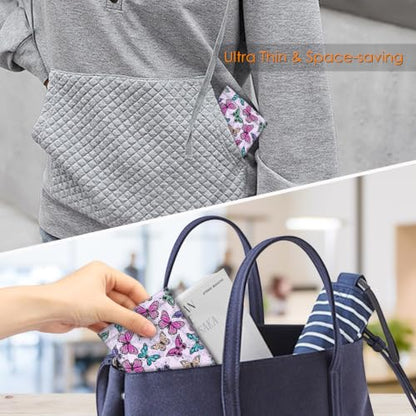 FINTIE Soft Eyeglasses Case with Cleaning Cloth, Squeeze Top Glasses Pouch - color: Butterfly
