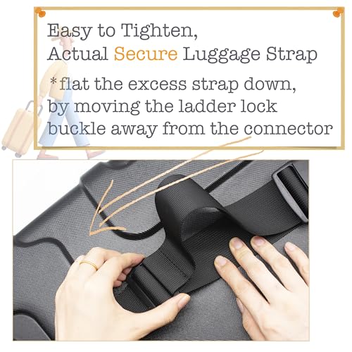 2-Pack Heavy Duty Luggage Straps - Adjustable Securing Belts for Suitcases, TSA Approved Travel Essentials (2" x 78.7") - Black - size: 41''-78.7'' long, 2'' wide