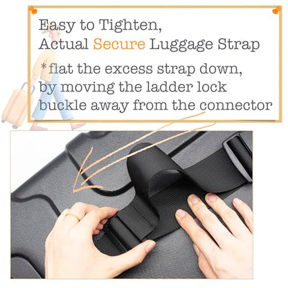 2-Pack Heavy Duty Luggage Straps - Adjustable Securing Belts for Suitcases, TSA Approved Travel Essentials (2" x 78.7") - Black - size: 41''-78.7'' long, 2'' wide