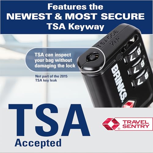 Brinks TSA Accepted Luggage Lock with 1.5" Long Cable Shackle, Black, 4Pack - color: Black, size: 1.5" Shackle
