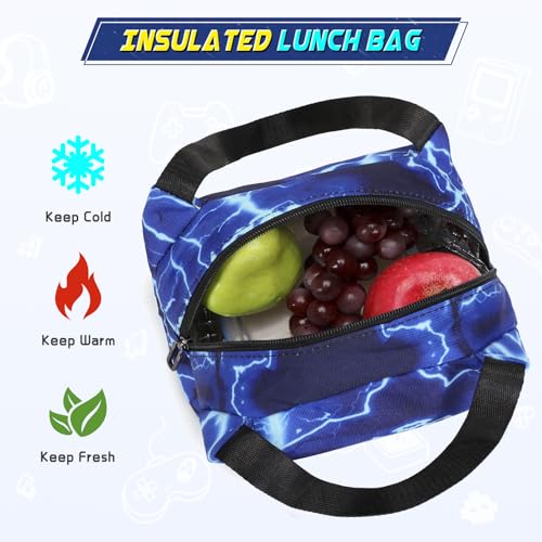 Scothen Boys Backpack, Cool Luminous Kids School Backpacks with Lunch Bag - color: Lightning-blue