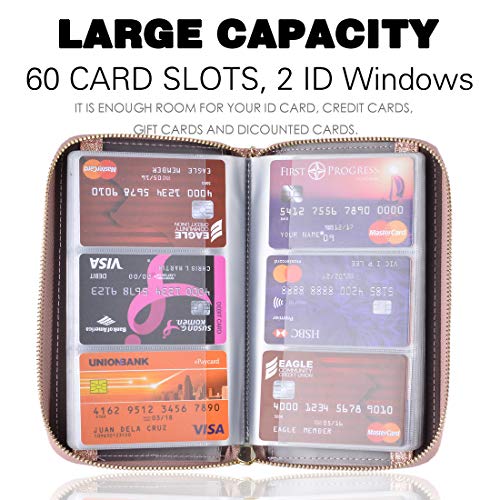 Easyoulife Credit Card Holder Wallet Womens Zipper Leather Case Purse RFID Blocking - color: Glitter Gold