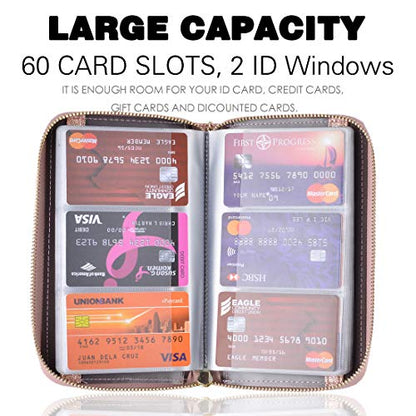 Easyoulife Credit Card Holder Wallet Womens Zipper Leather Case Purse RFID Blocking - color: Glitter Gold