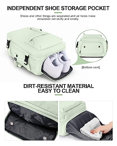 WONHOX Large Travel Laptop Backpack Expandable Flight Approved Backpack Carry on Backpack for Women Men Waterproof 17inch Laptop Daypack Hiking Work Backpack with Shoe Compartment Mint Green - color: A7-mintgreen