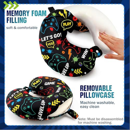 Gilprop 2 Pcs Gaming Neck Pillow for Travel with Sleep Eye Mask - style: Gaming