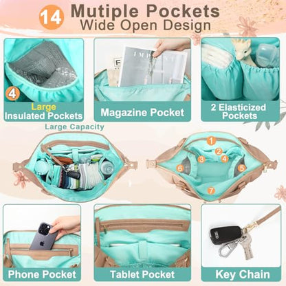 MOMINSIDE Diaper Bag Tote Convertible Diaper Bag Backpack Tote Leather - color: Camel