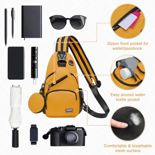 Small Sling Bag with Coin Pocket Fits for 7.9" Tablet, Yellow - color: Yellow, size: Small