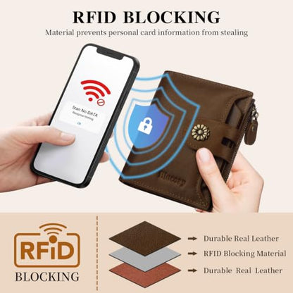 RFID Blocking Leather Womens Wallet, Brown Coffee - color: b9-browncoffee