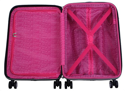 Betsey Johnson 30 Inch Checked Luggage Collection - Expandable Scratch Resistant (ABS + PC) Hardside Suitcase - Designer Lightweight Bag with 8-Rolling Spinner Wheels - color: Flamingo Strut