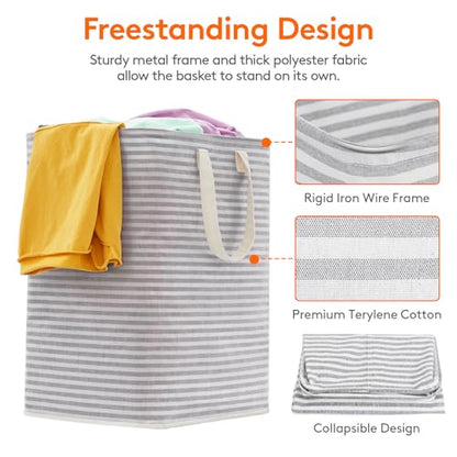 Lifewit 90L Large Laundry Baskets, Laundry Hampers Bags, 2 Pack, Grey - color: Grey, size: 90L