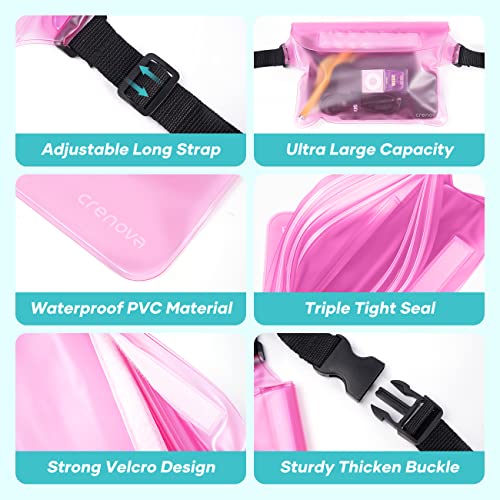Waterproof Bag Fanny Packs for Women, Floating Beach Bags 2PCS - color: Pink & Clear