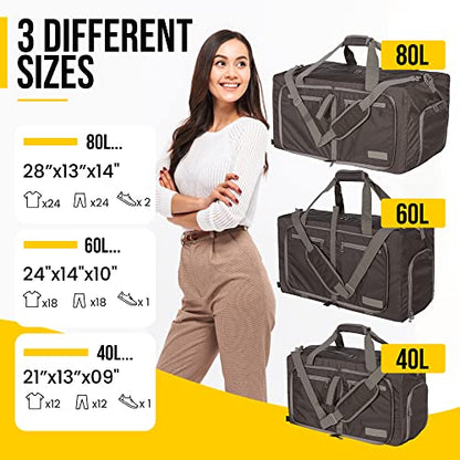 LEGEND 60L Foldable Duffle Bag With Shoe Compartment - Chocolate - color: Chocolate, size: 60L