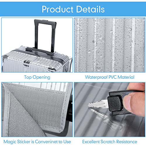 Sadnyy 3 Pcs Clear Luggage Cover Gray Border Regular Style - color: Gray Border, style: Regular Style