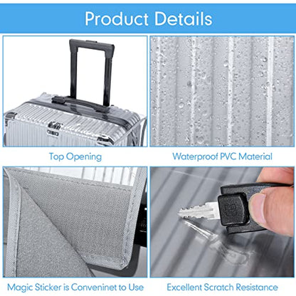 Sadnyy 3 Pcs Clear Luggage Cover Gray Border Regular Style - color: Gray Border, style: Regular Style