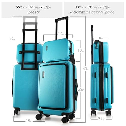 TRAVELARIM 20 Inch Carry On Luggage 22x14x9 Airline Approved Suitcase - color: Teal, size: Carry-on 20 Inch