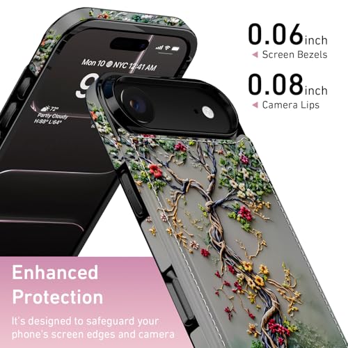 FUNMIKO for iPhone Air Wallet Case, Card Holder, RFID-Blocking - color: Blooming Tree of Life, size: iPhone 17 Air