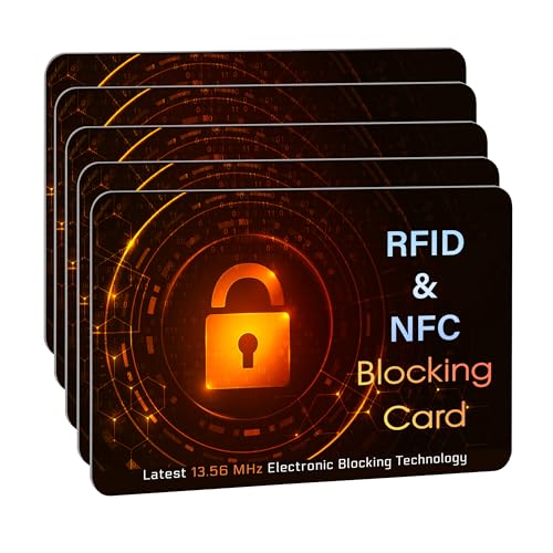 SaiTech IT 5 Pack RFID Blocking Card for Credit Debit Card, Orange Black SL - color: Oragne SL