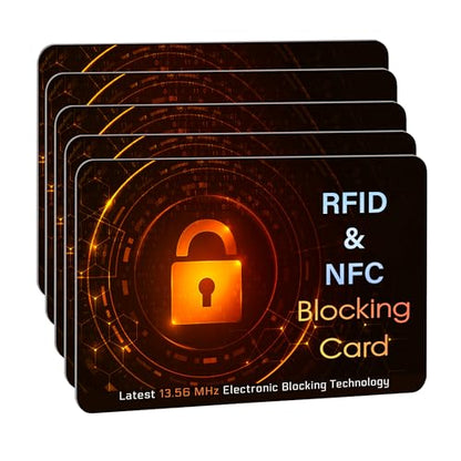 SaiTech IT 5 Pack RFID Blocking Card for Credit Debit Card, Orange Black SL - color: Oragne SL