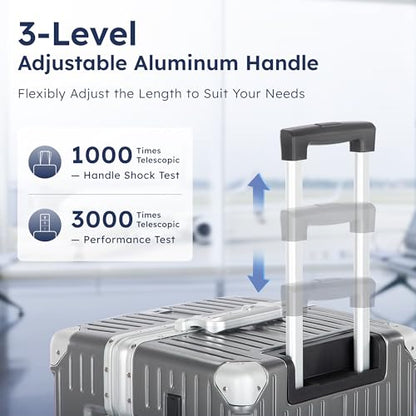 ALPHA CAMP Trunk Luggage 24 Inch with Aluminum Frame Zipperless Suitcase - color: Grey, size: 24 Inch
