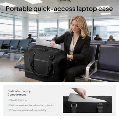 TOPEAST Travel Duffle Bag, Weekender Bags for Women with Shoe Compartment - color: Black