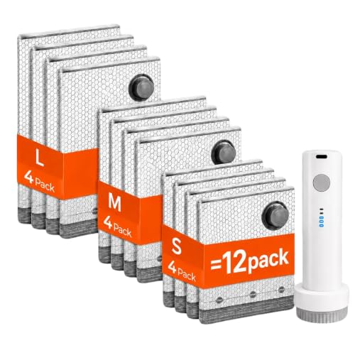 12 Pack Vacuum Storage Bags for Travel with Electric Travel Vacuum Pump